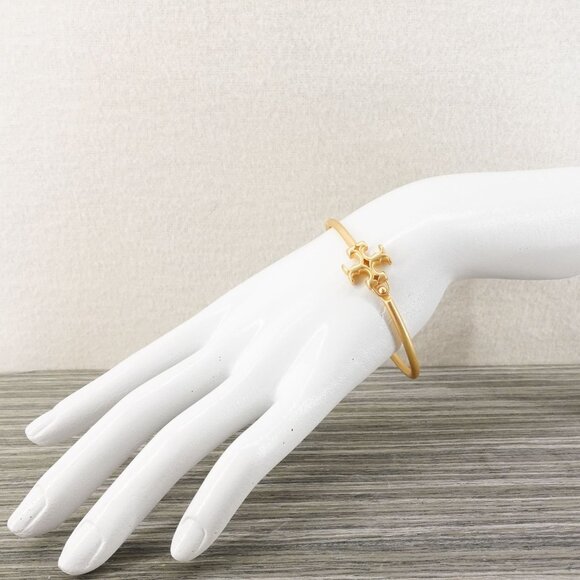 Tory Burch Eleanor Hinged Cuff Bracelet Gold OS - Picture 7 of 12